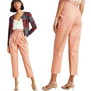 Anthropologie BLANKYNYC Chelsea Tapered Faux Leather‎ Pant Pink Peach Size 26P